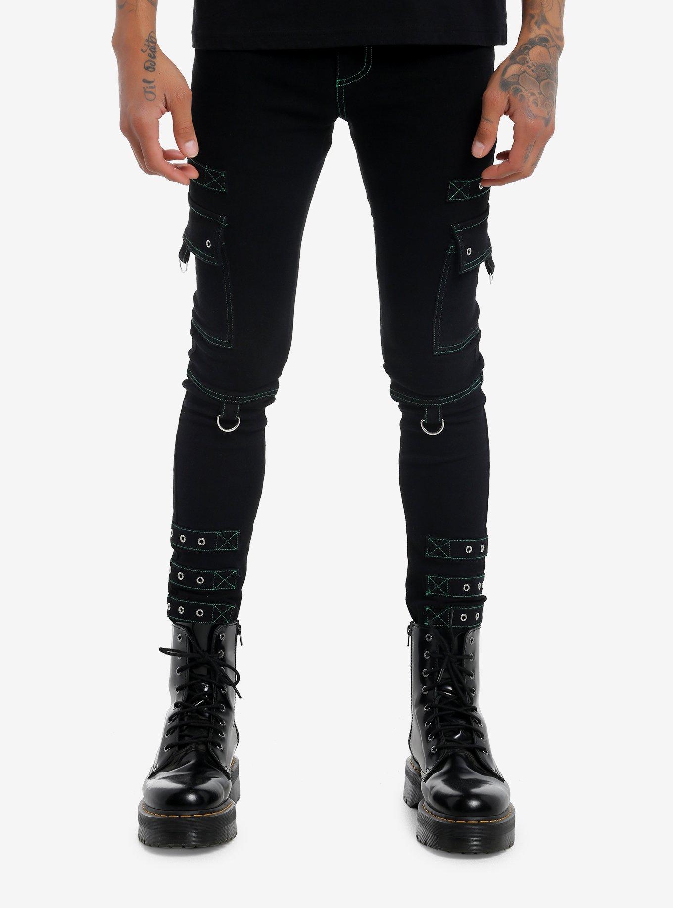 Social Collision Black Grommet Contrast Stitch Stinger Jeans, , hi-res