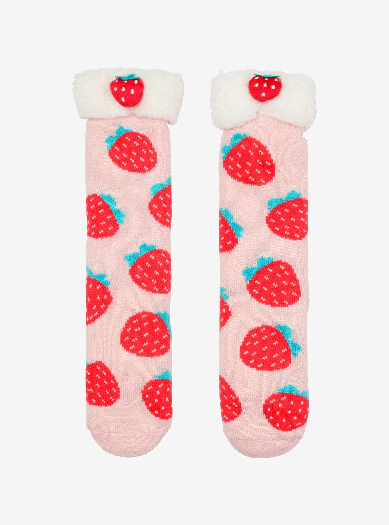 Strawberry Plush Cozy Slipper Socks, , hi-res