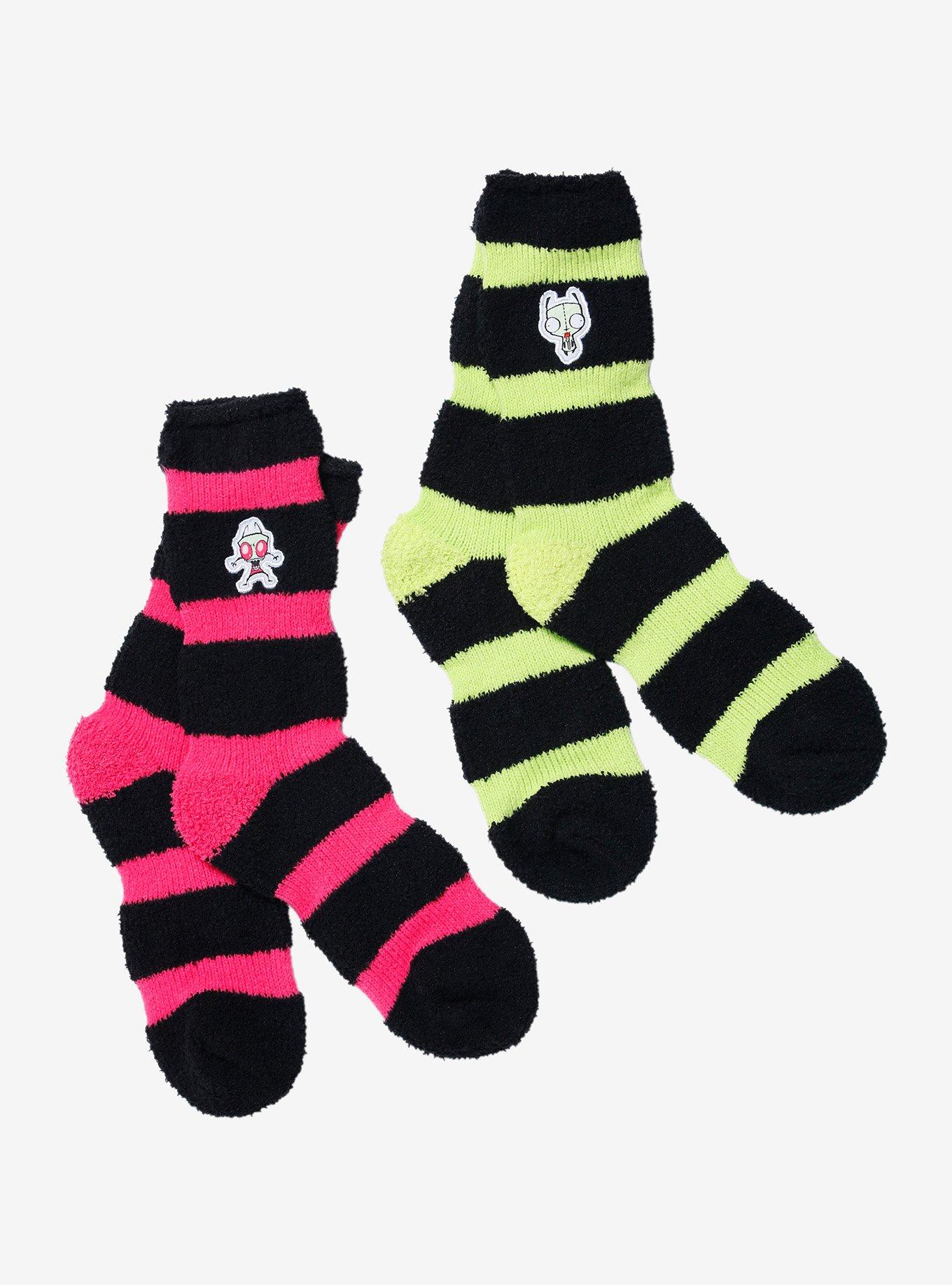 Invader Zim GIR Stripe Fuzzy Crew Socks 2 Pair, , hi-res