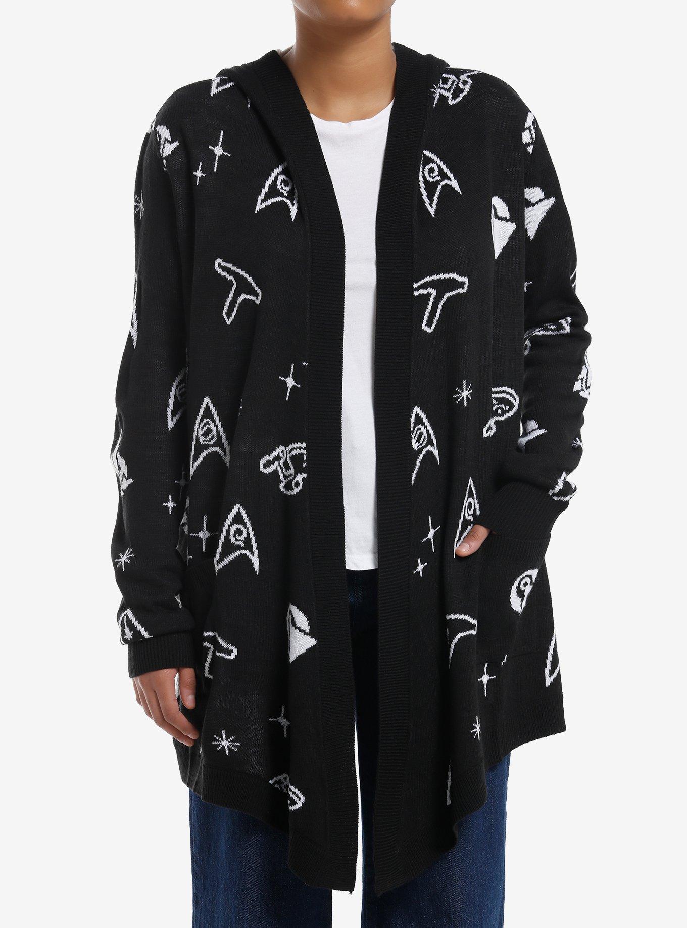 Her Universe Star Trek Icons Hooded Cardigan Her Universe Exclusive, BLACK  WHITE, hi-res