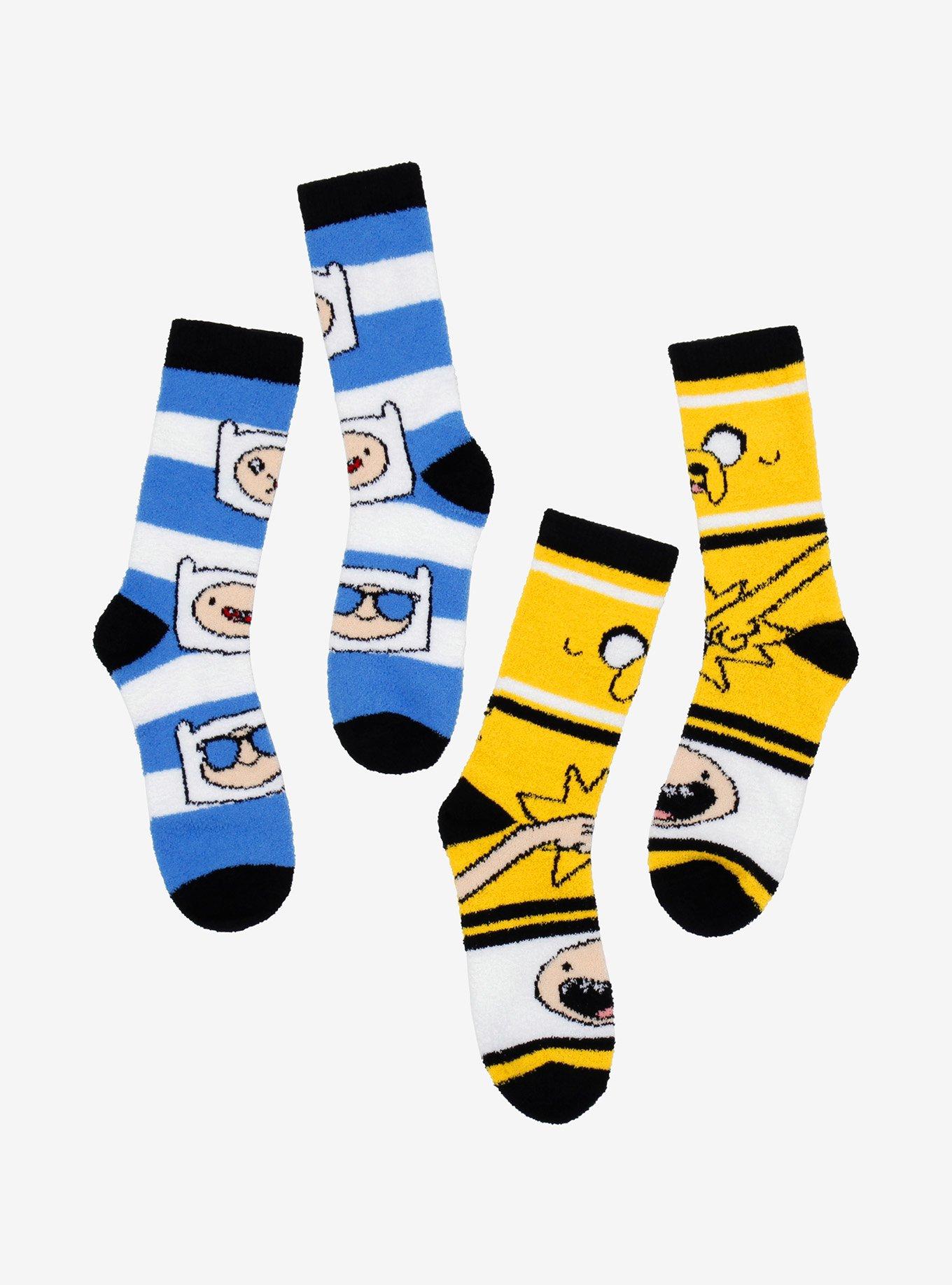 Adventure Time Jake & Finn Stripe Cozy Socks 2 Pair, , hi-res