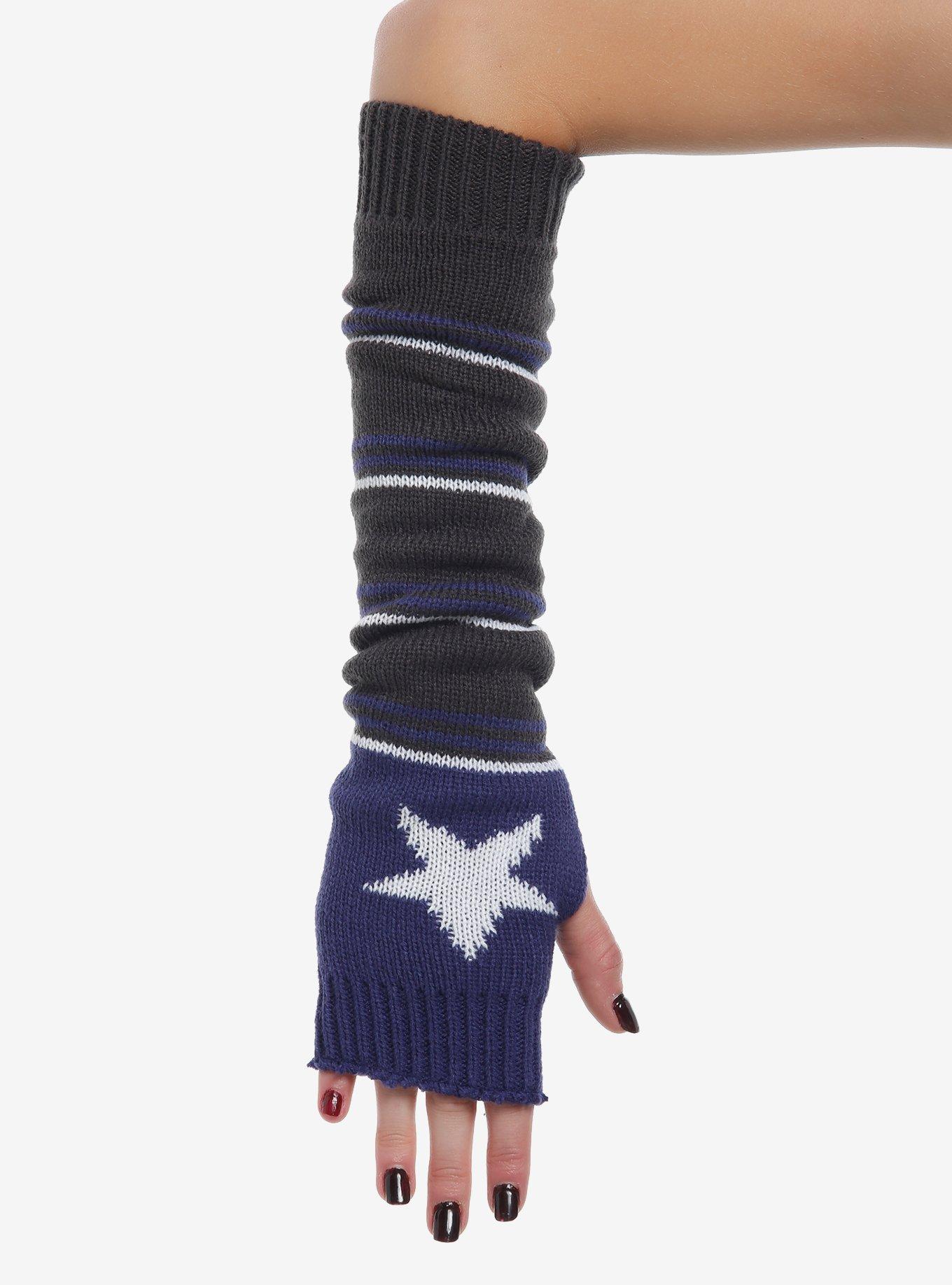 Navy & Grey Stripe Star Arm Warmers, , hi-res