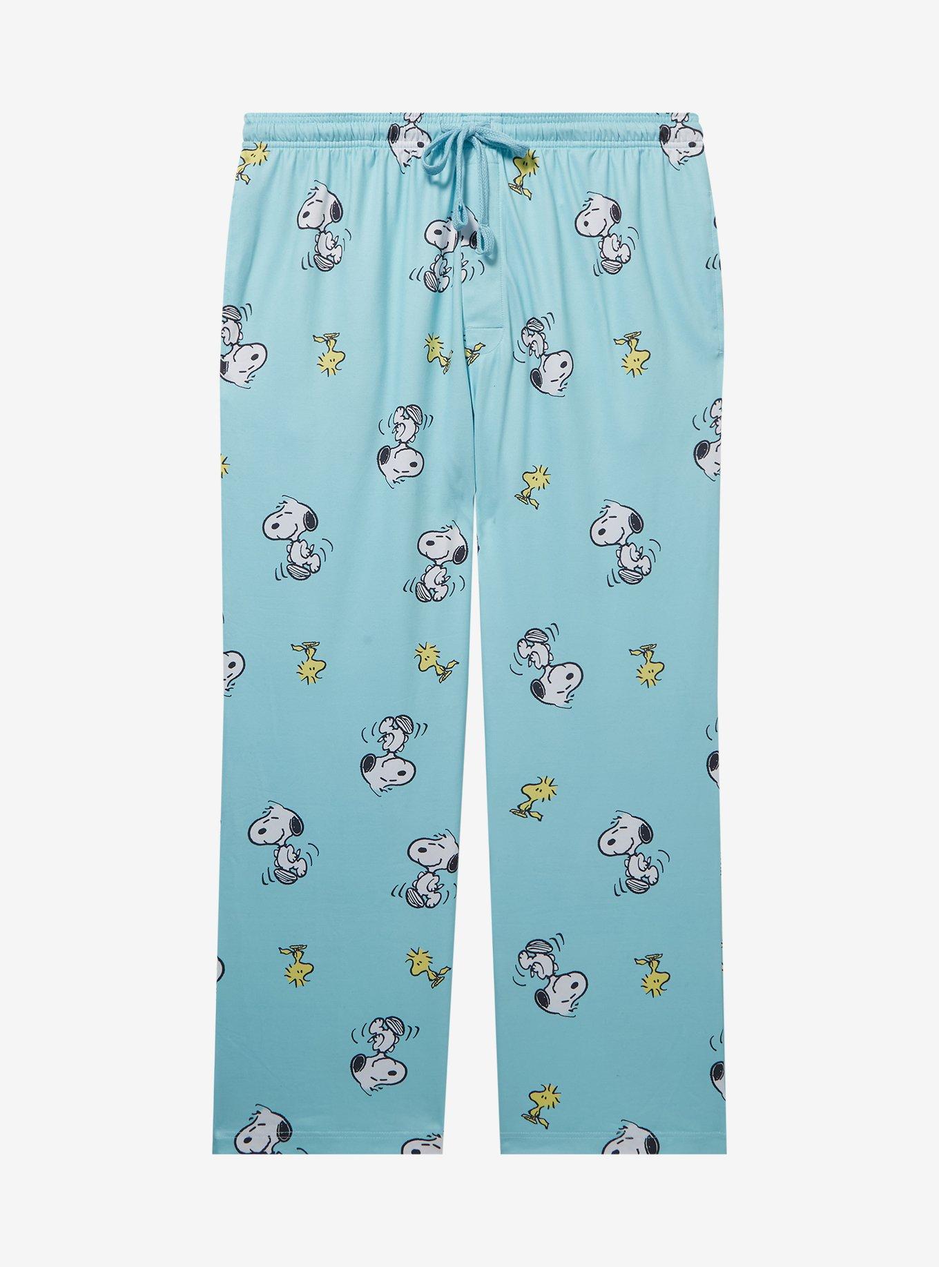 Peanuts Snoopy & Woodstock Allover Print Women's Plus Size Sleep Pants — BoxLunch Exclusive, LIGHT BLUE, hi-res