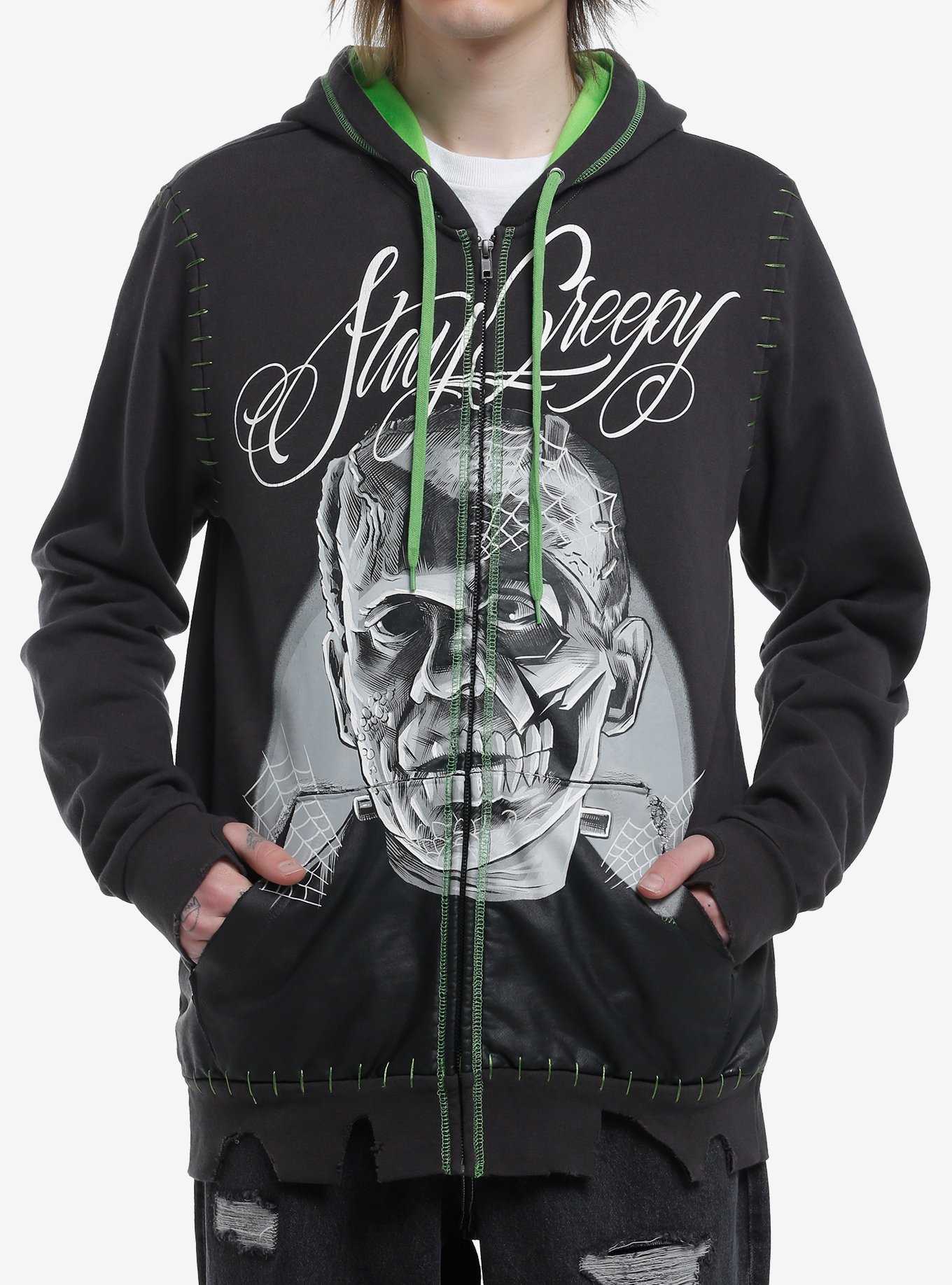 Universal Monsters X Maxx242 Frank Stay Creepy Contrast Stitch Hoodie Hot Topic Exclusive, , hi-res