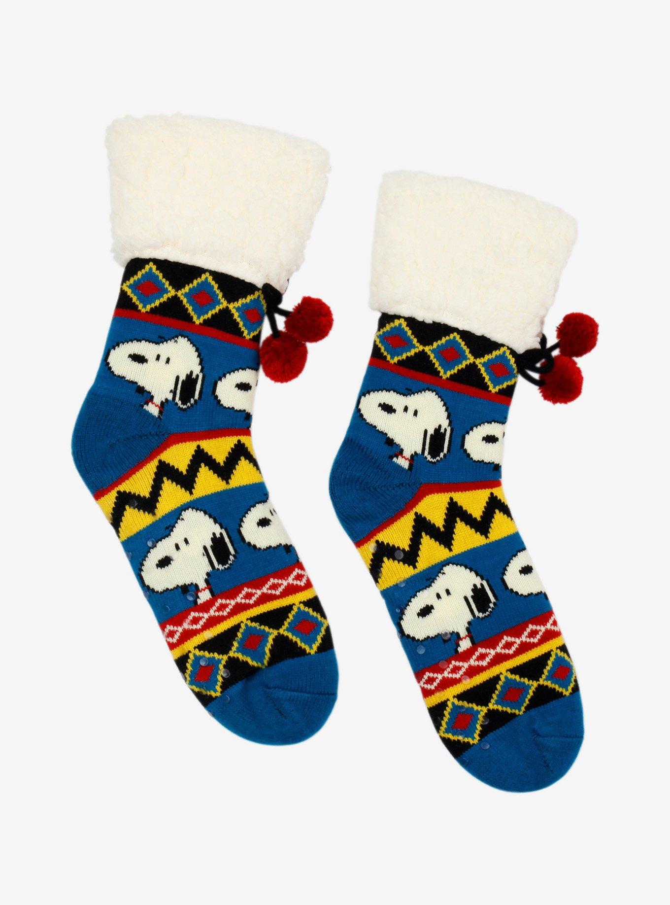 Peanuts Snoopy Pom Cozy Slipper Socks, , hi-res