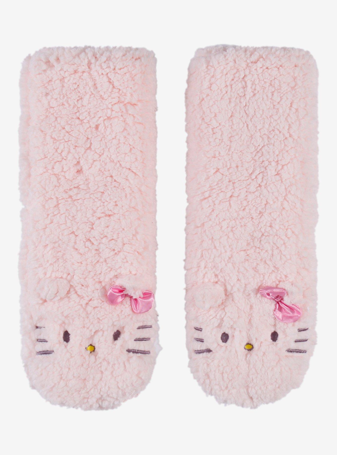 Hello Kitty Pastel Pink Sherpa Slipper Socks, , hi-res