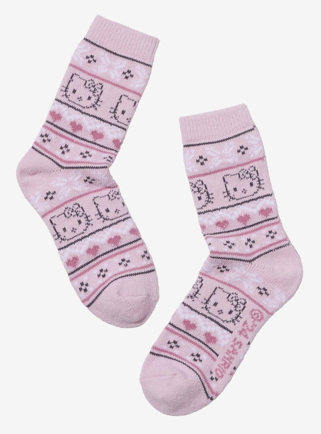 Hello Kitty Pink Fair Isle Cozy Socks, , hi-res