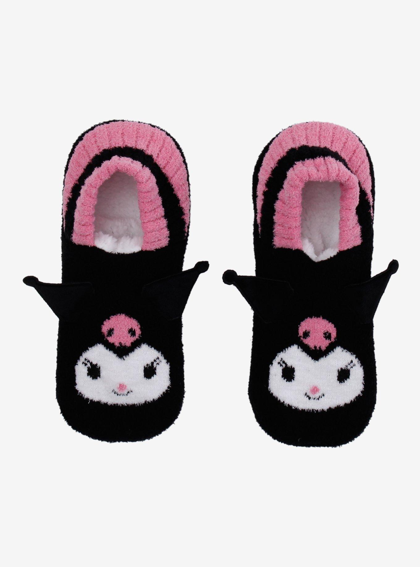 Kuromi 3D Ears Stripe Cozy Slipper Socks, , hi-res