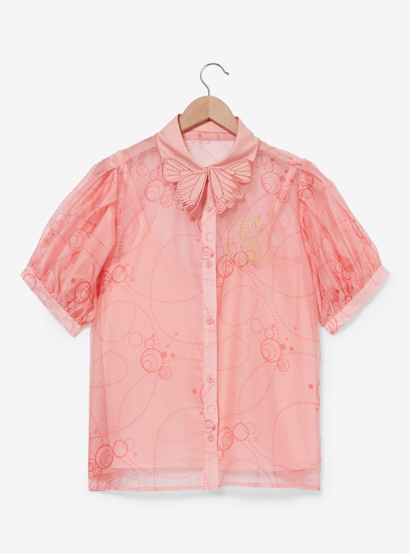 Wicked Glinda Butterfly & Bubble Sheer Button-Up Plus Size, LIGHT PINK, hi-res