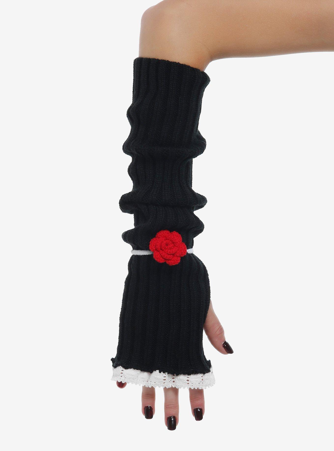 Red Rose Lace Slouchy Arm Warmers, , hi-res
