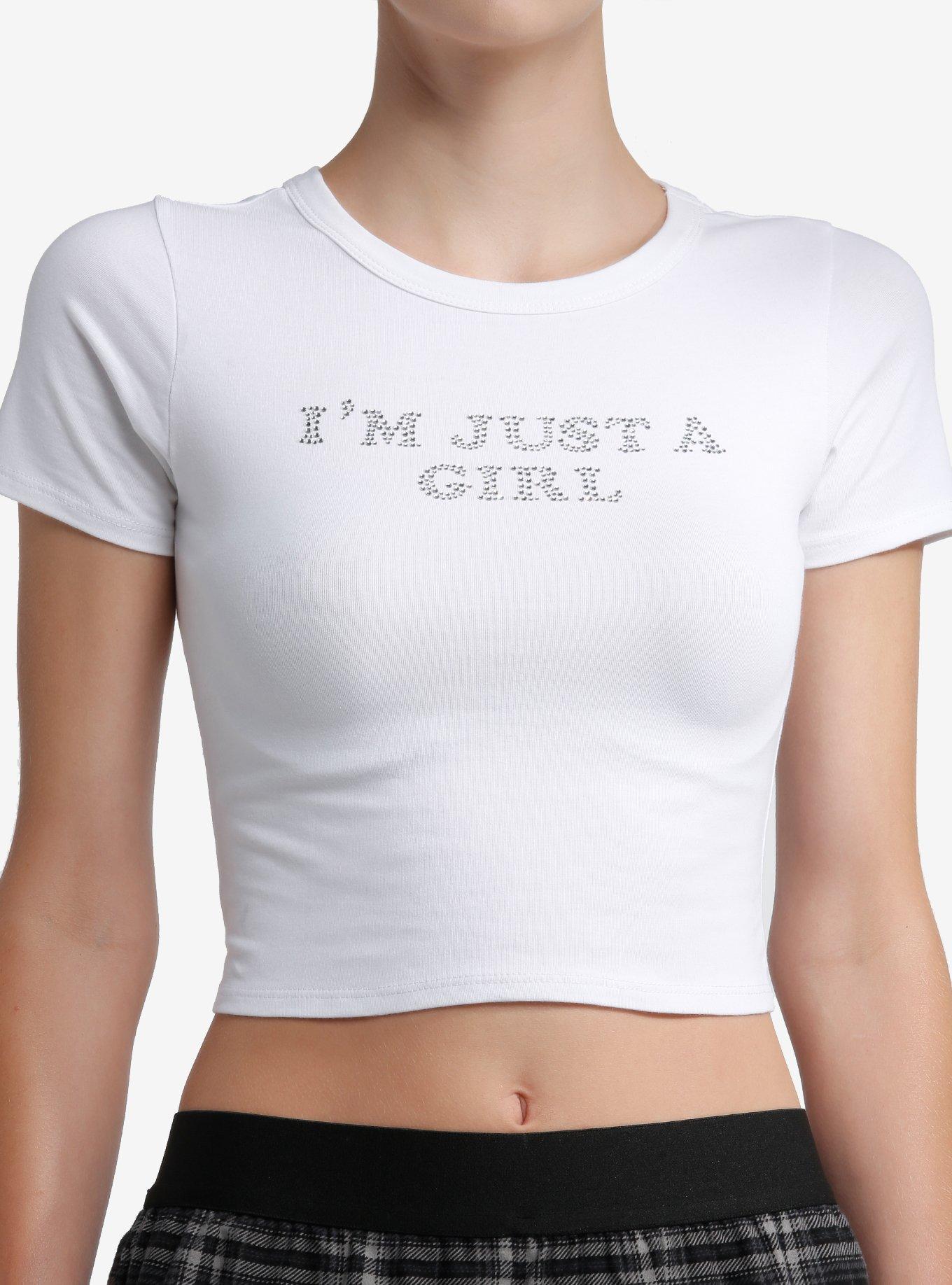 I'm Just A Girl Rhinestone Girls Baby T-Shirt, SILVER, hi-res