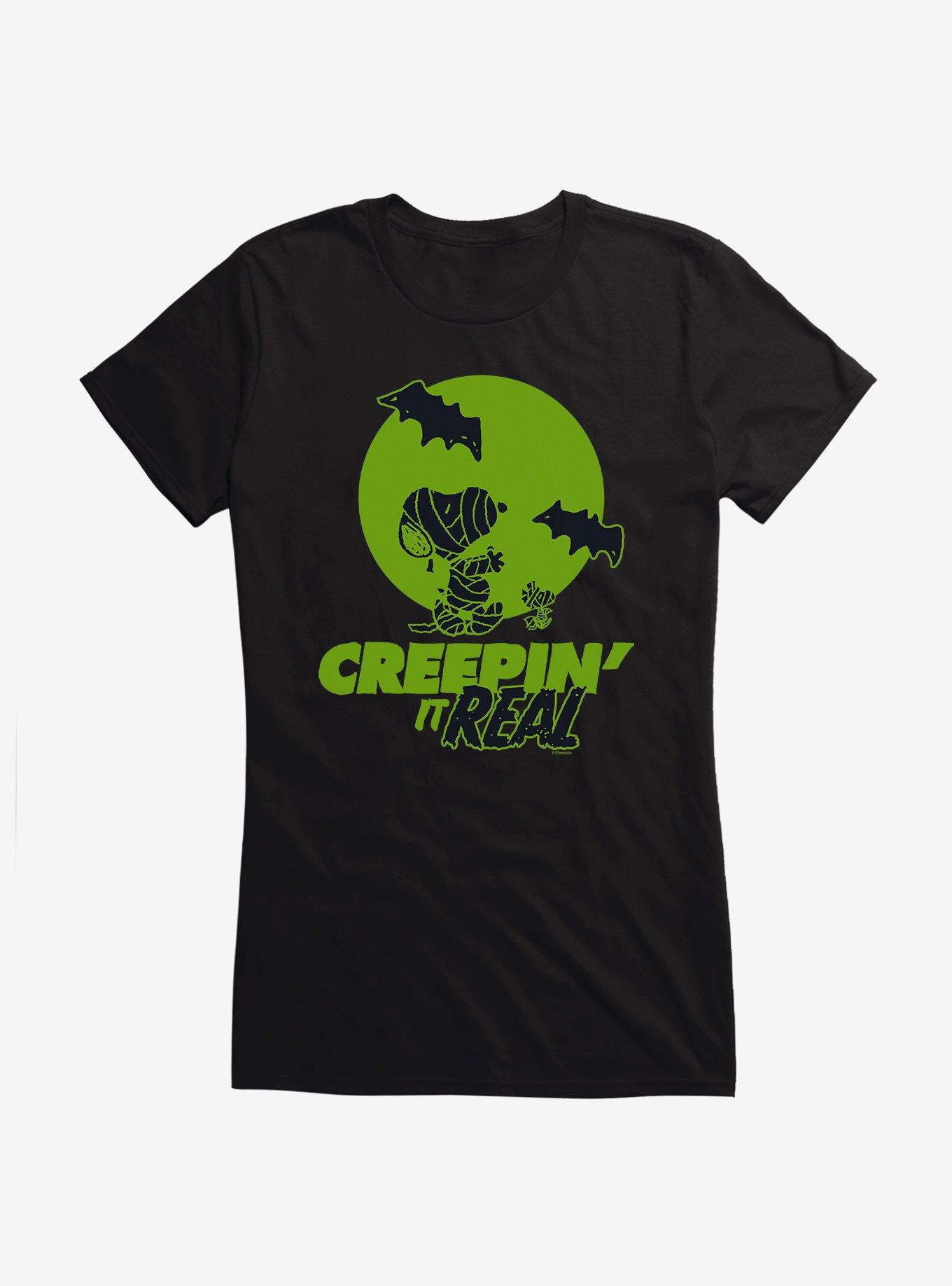 Peanuts Creepin' It Real Girls T-Shirt, BLACK, hi-res