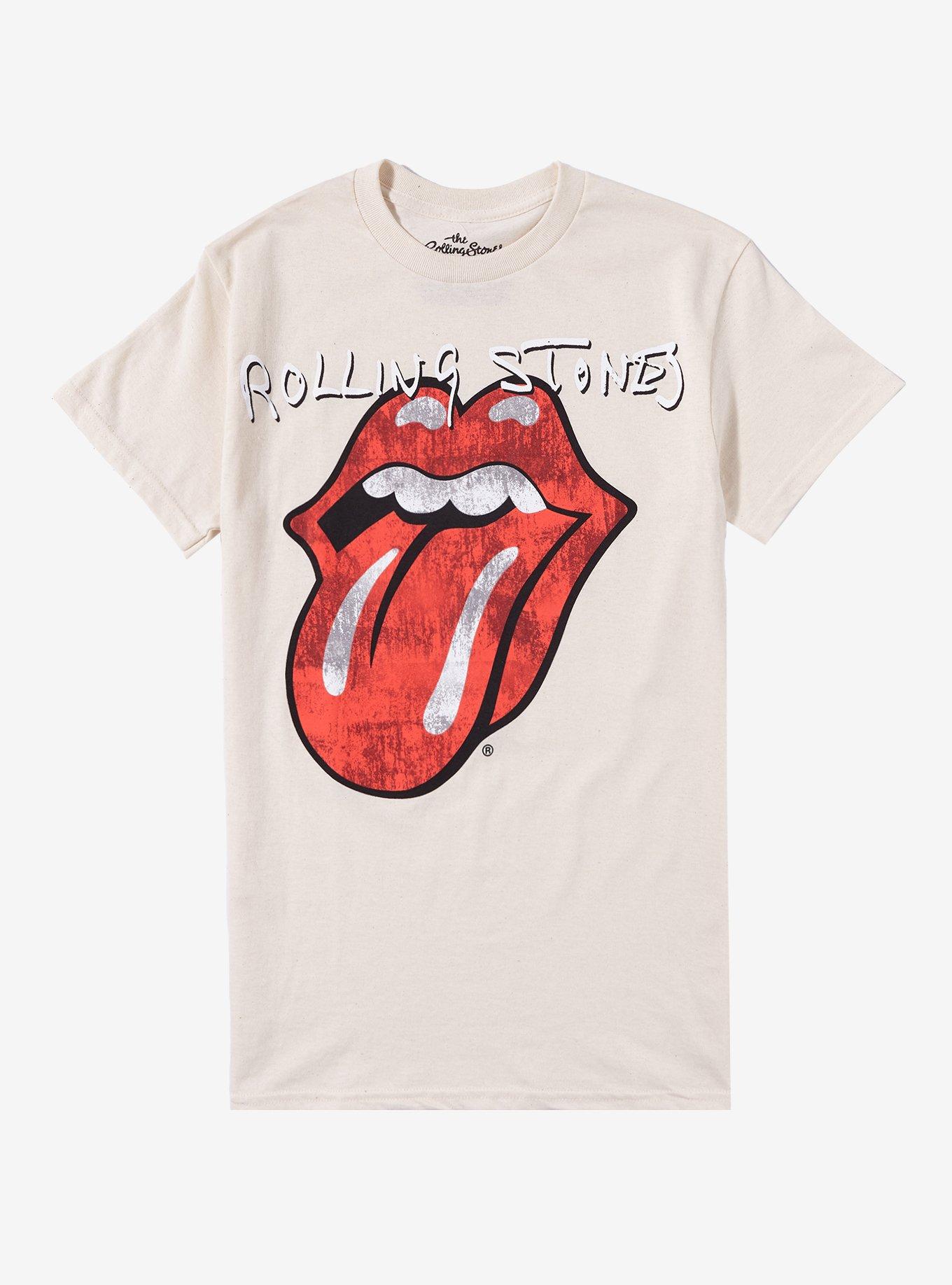 The Rolling Stones Tongue Tan Boyfriend Fit Girls T-Shirt, NATURAL, hi-res