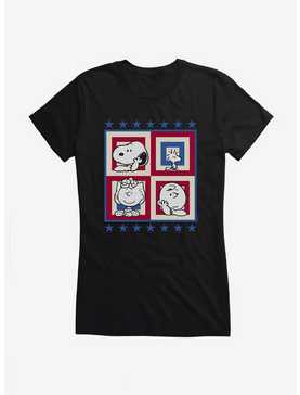 Peanuts Group Patriotic Squares Girls T-Shirt, , hi-res