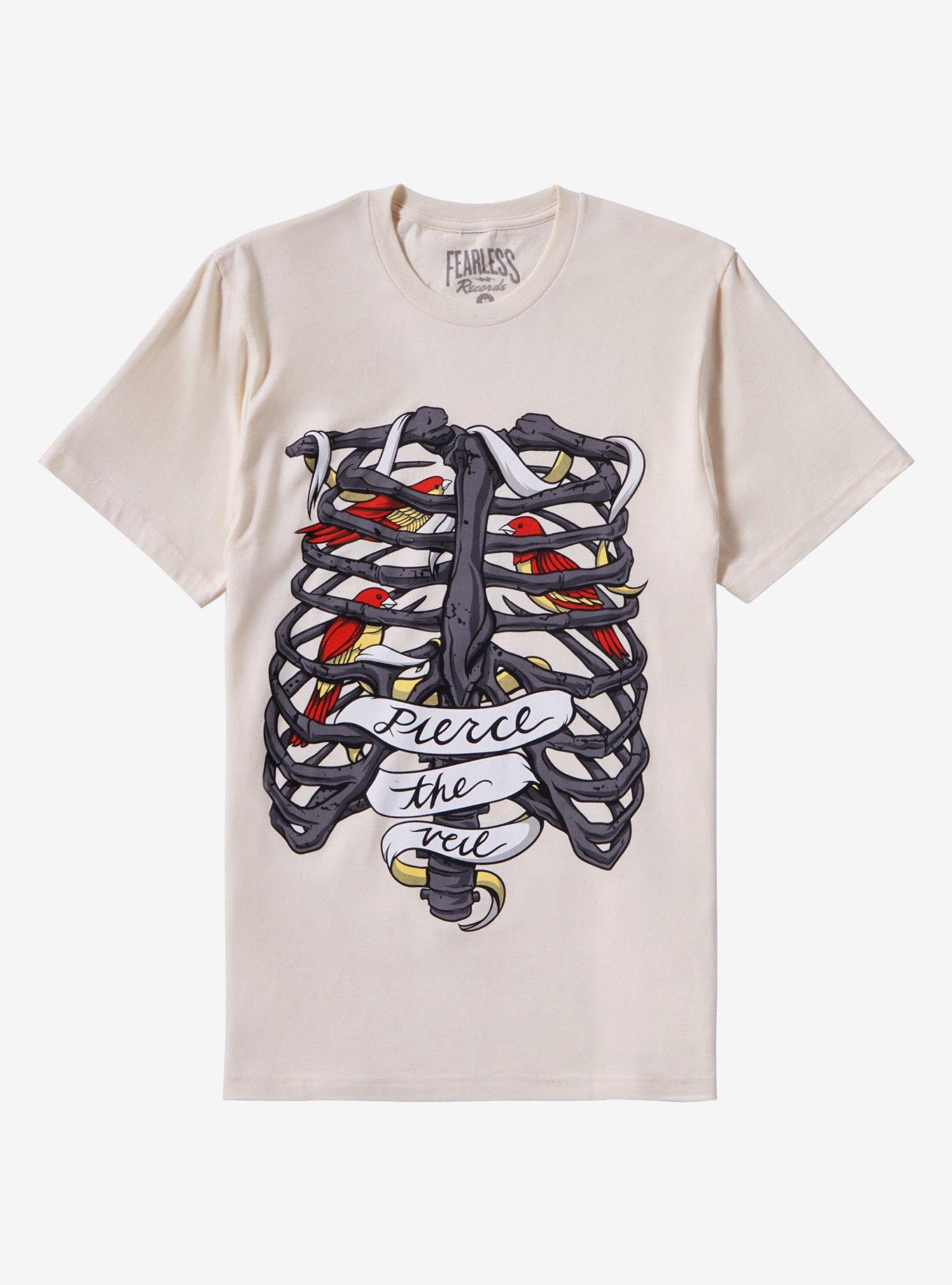 Pierce The Veil Rib Cage Birds Boyfriend Fit Girls T-Shirt, NATURAL, hi-res