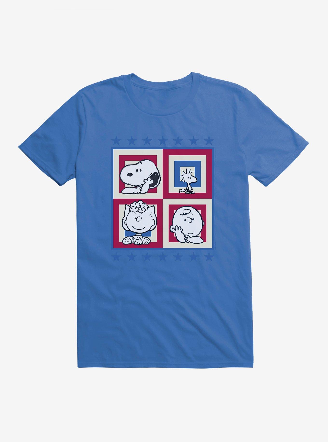 Peanuts Group Patriotic Squares T-Shirt, ROYAL, hi-res