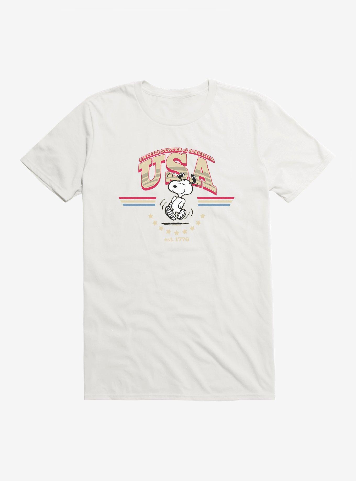 Peanuts Snoopy USA T-Shirt, WHITE, hi-res