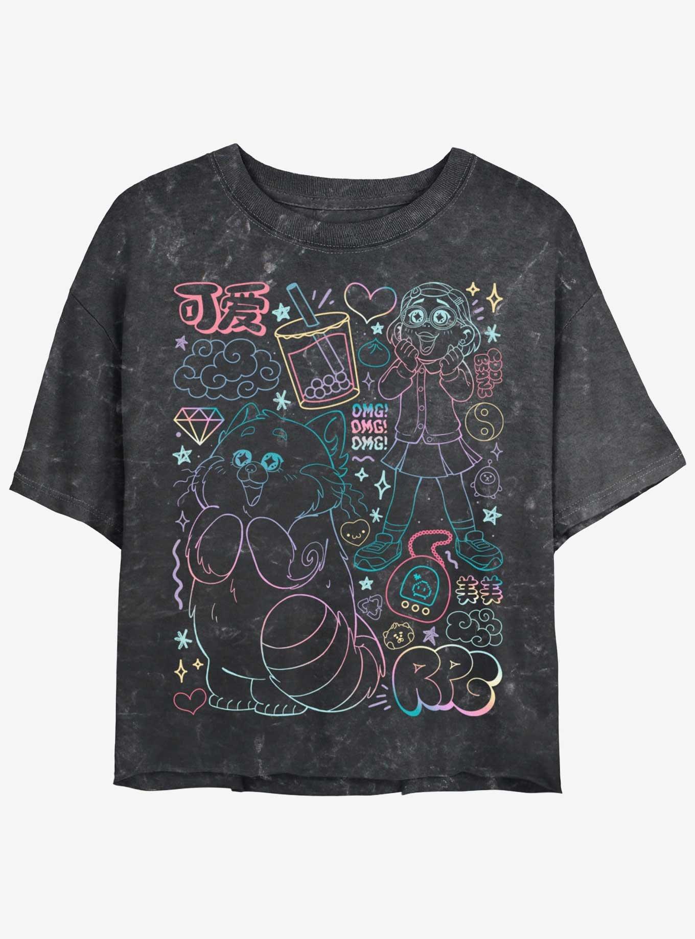 Disney Pixar Turning Red Meilin Panda Super Doodle Girls Mineral Wash Crop T-Shirt, , hi-res