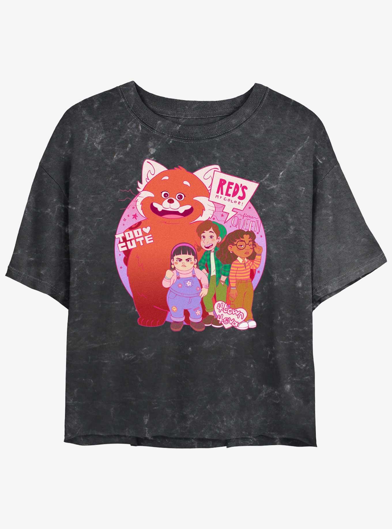 Disney Pixar Turning Red Panda Group Girls Mineral Wash Crop T-Shirt, , hi-res