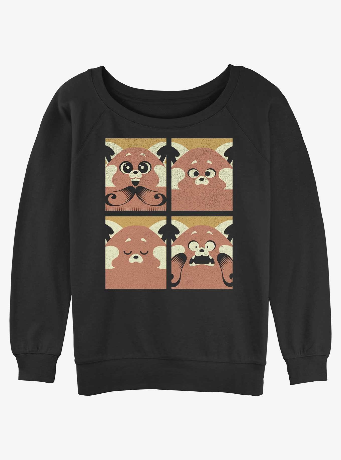 Disney Pixar Turning Red Meilin Panda Grid Girls Slouchy Sweatshirt