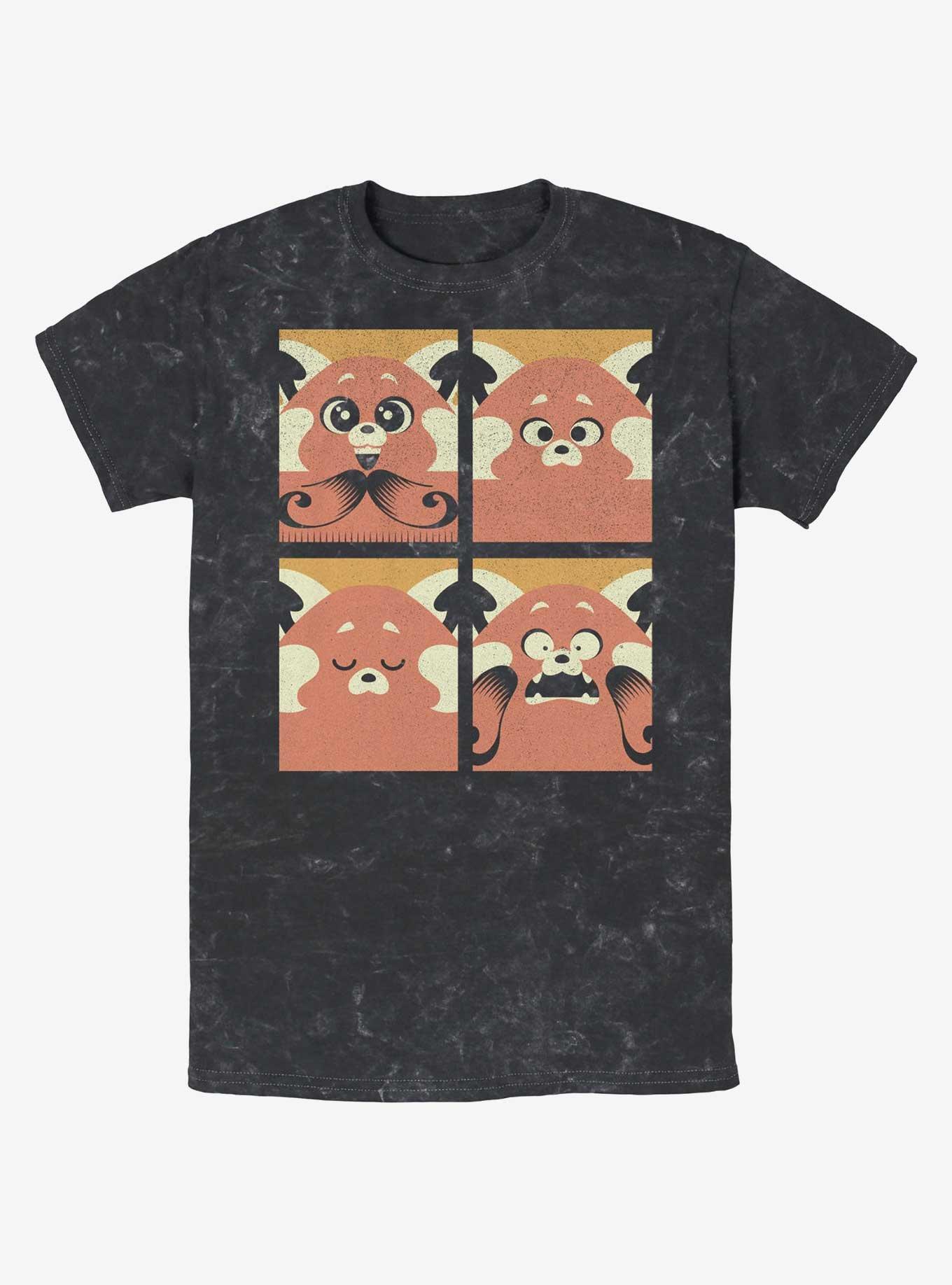 Disney Pixar Turning Red Meilin Panda Grid Mineral Wash T-Shirt, BLACK, hi-res