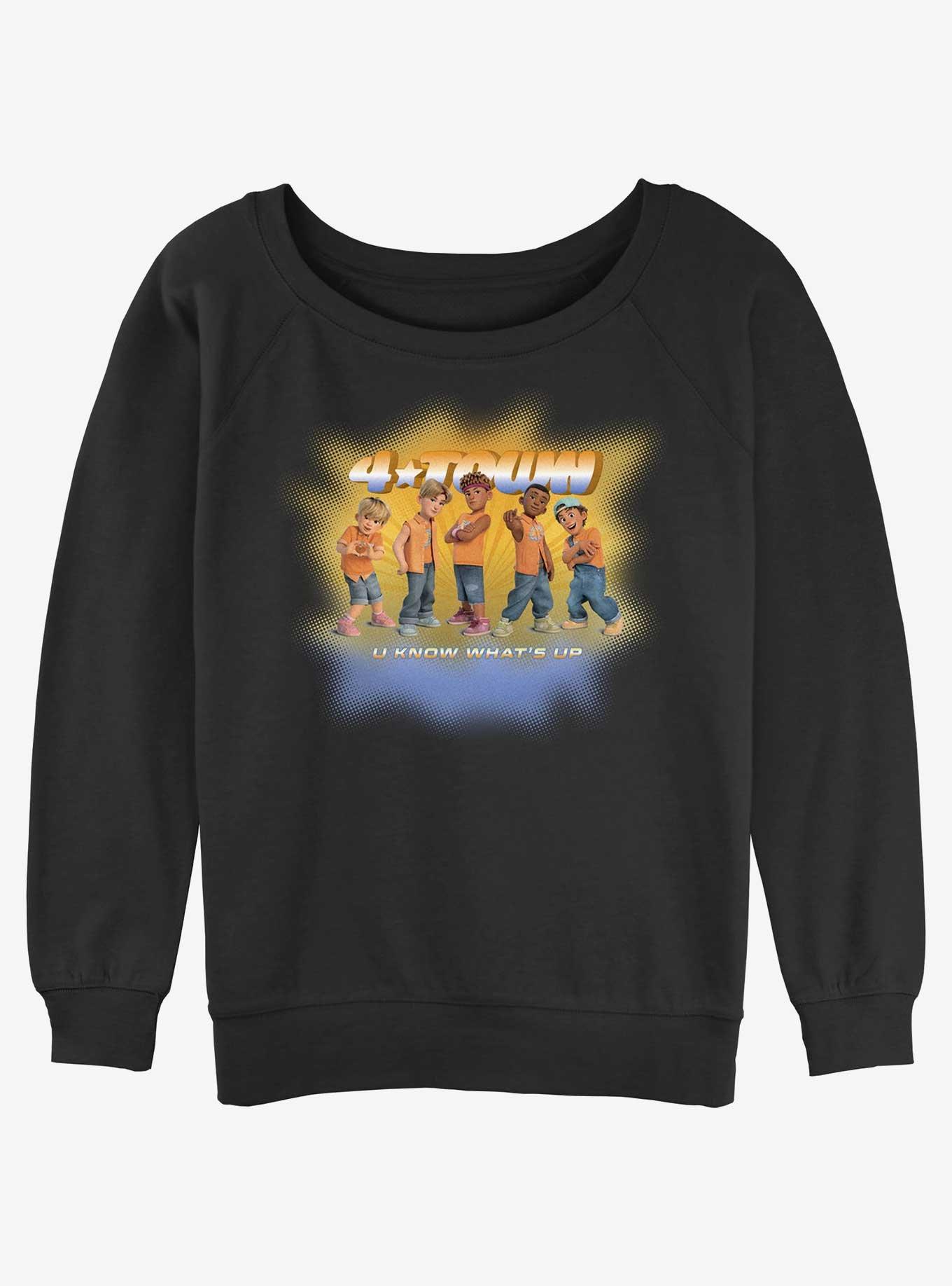 Disney Pixar Turning Red 4Town U Know What's Up Girls Slouchy Sweatshirt, BLACK, hi-res