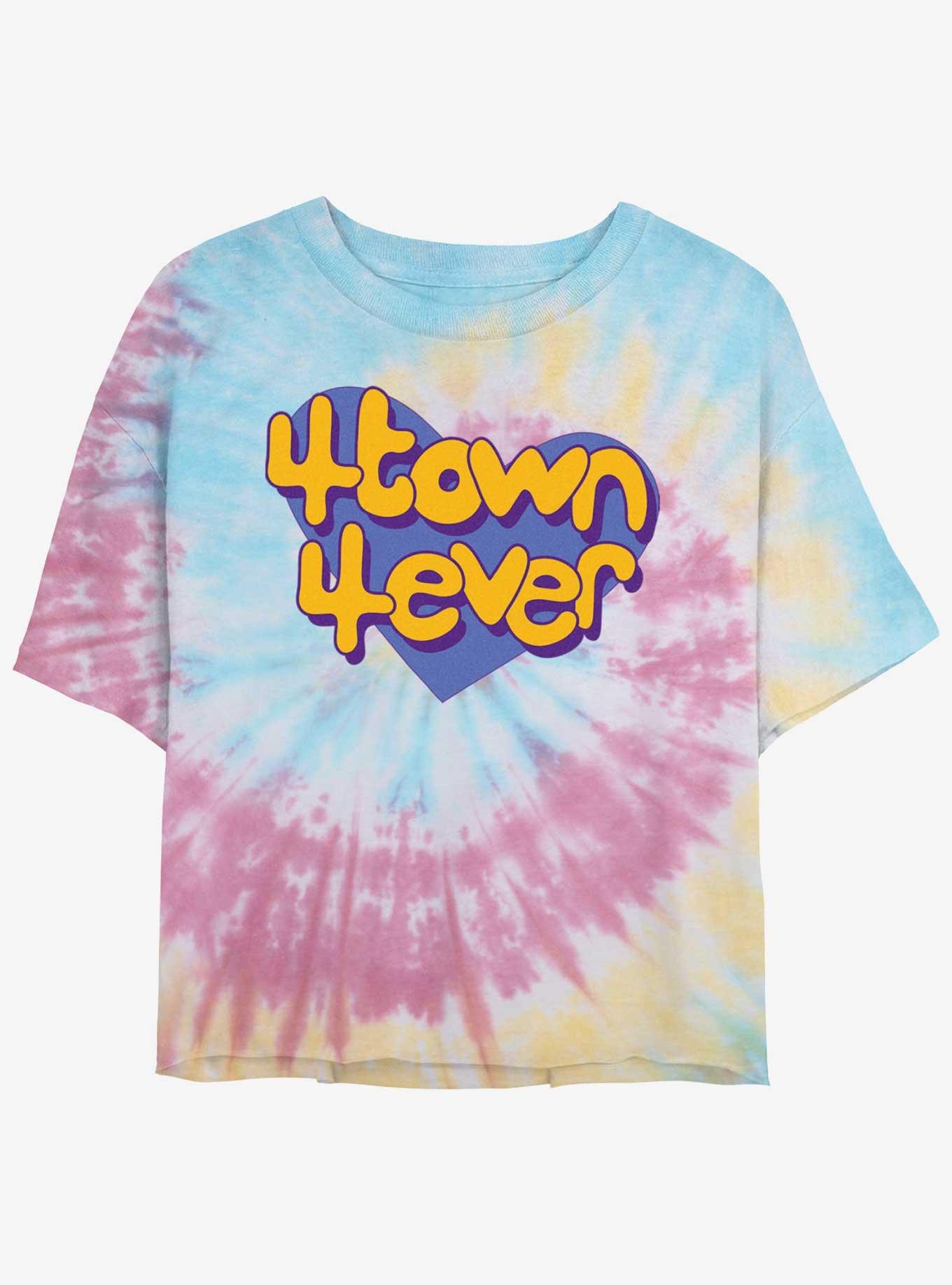 Disney Pixar Turning Red 4Town 4ever Heart Girls Tie-Dye Crop T-Shirt, BLUPNKLY, hi-res