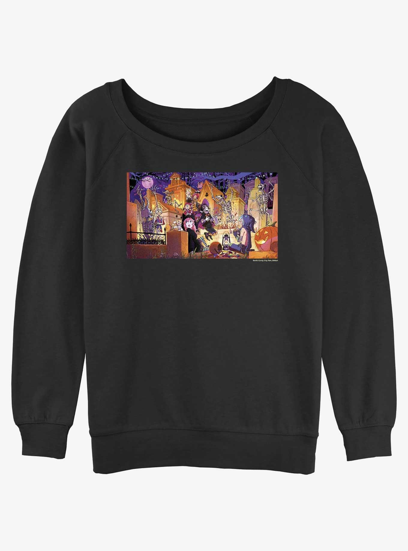 Devil's Candy Halloween Wallpaper Girls Slouchy Sweatshirt, , hi-res