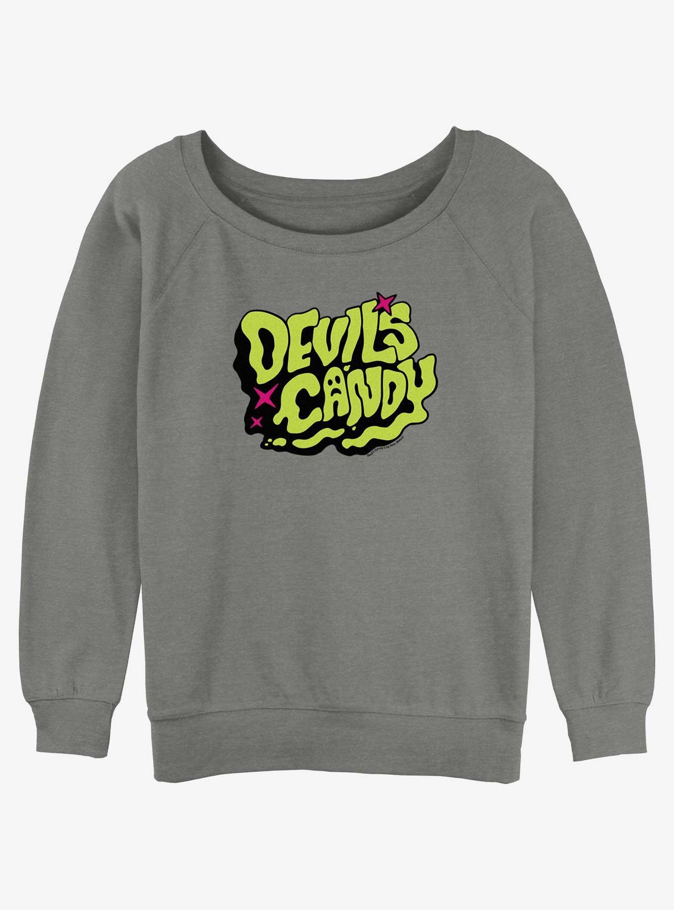 Devil's Candy Logo Girls Slouchy Sweatshirt, GRAY HTR, hi-res