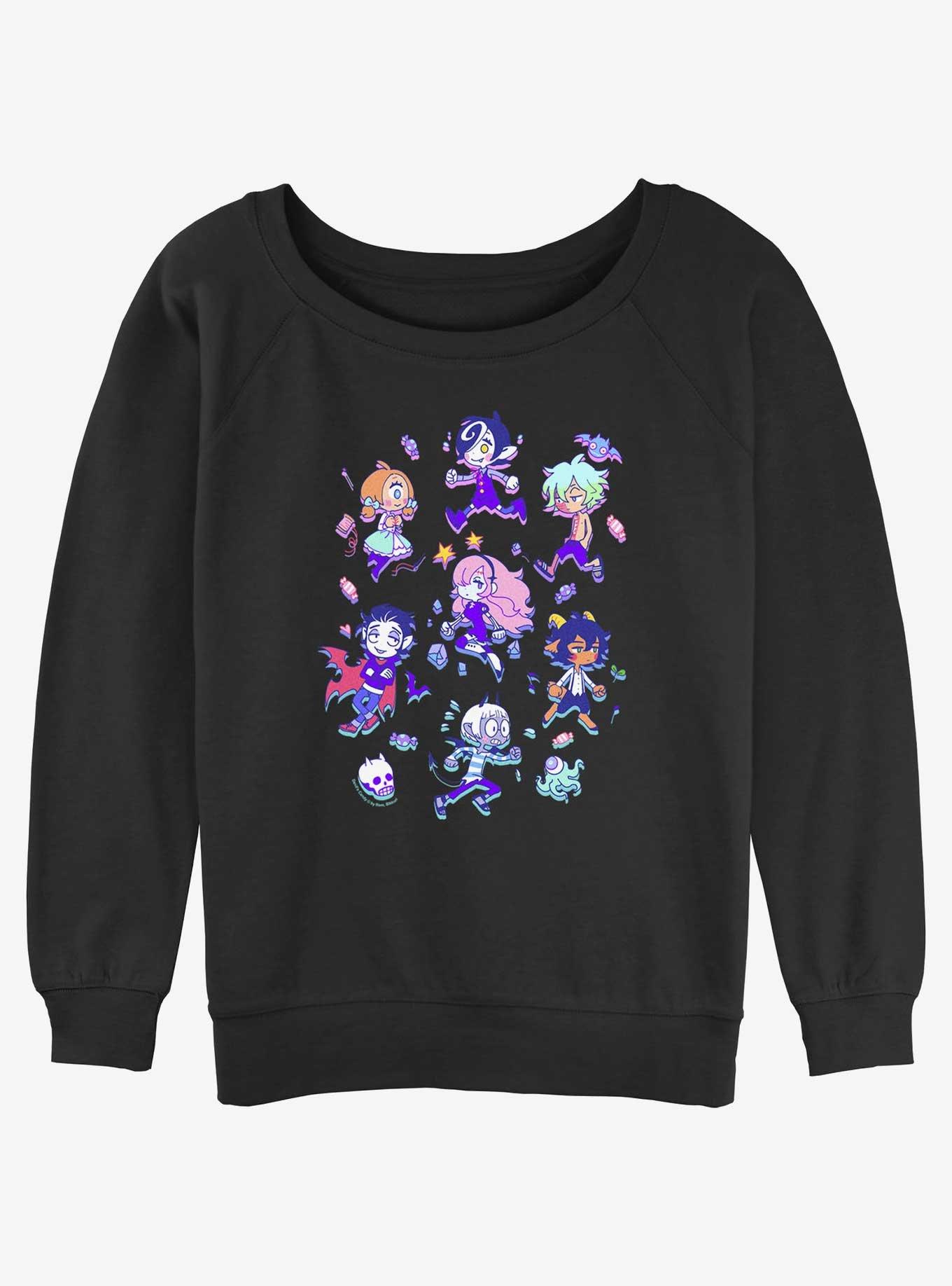 Devil's Candy Chibi Jumble Girls Slouchy Sweatshirt, BLACK, hi-res