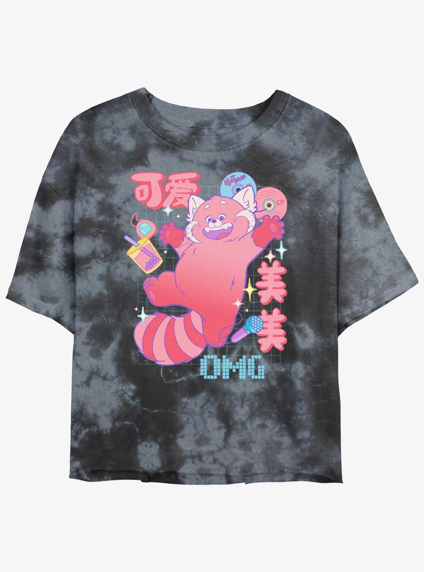 Disney Pixar Turning Red Meilin Panda Schematics Girls Tie-Dye Crop T-Shirt, BLKCHAR, hi-res