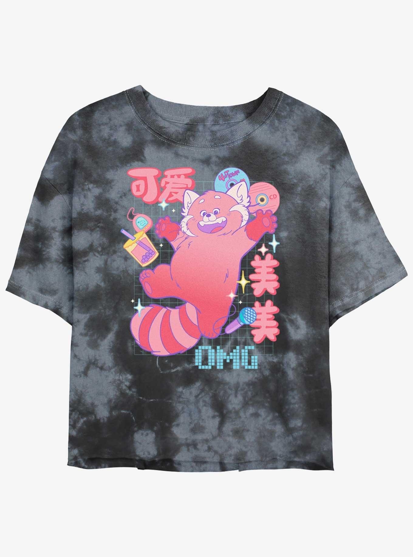 Disney Pixar Turning Red Meilin Panda Schematics Girls Tie-Dye Crop T-Shirt, , hi-res