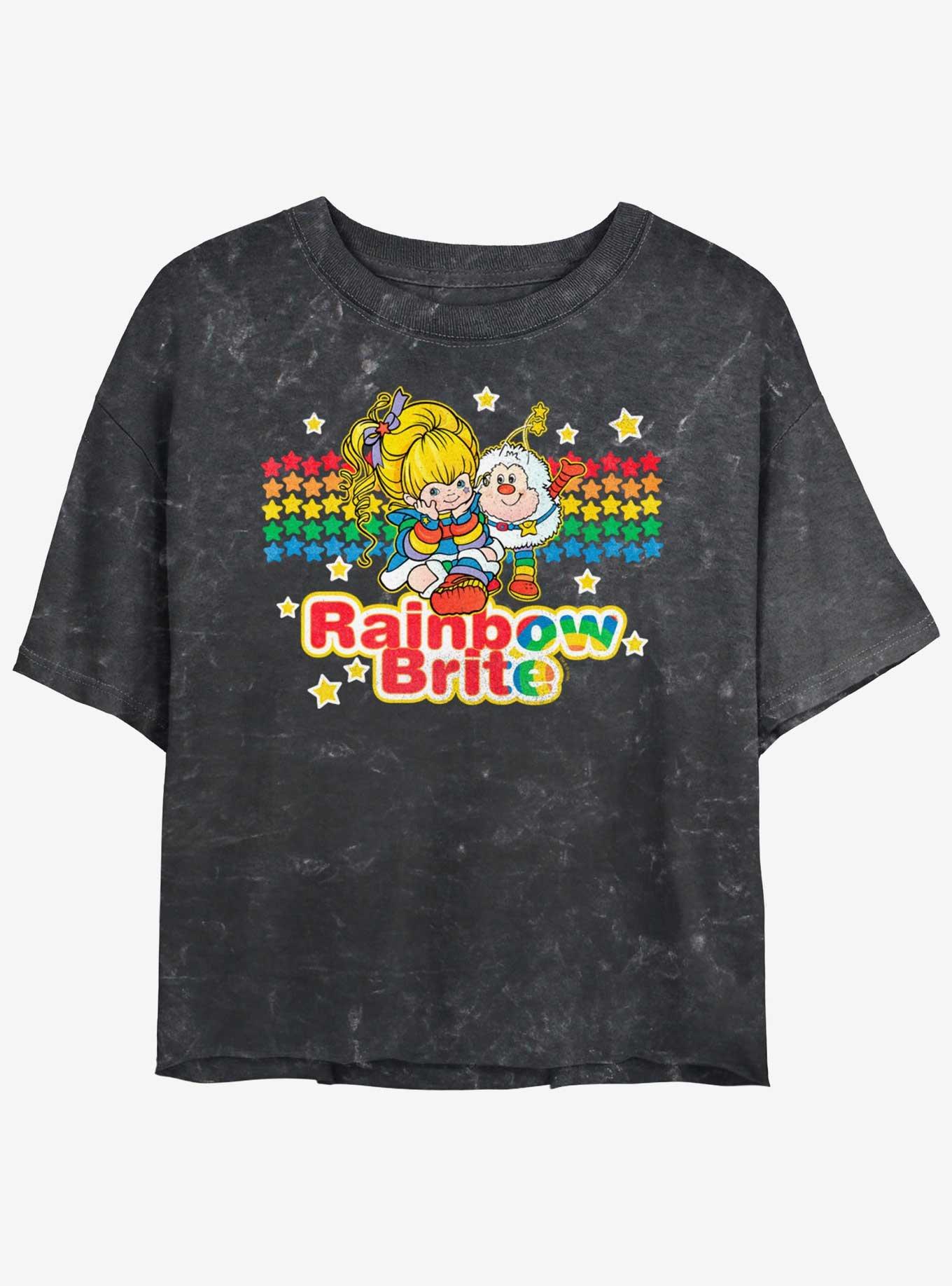 Rainbow Brite Vintage Pals Girls Mineral Wash Crop T-Shirt, BLACK, hi-res