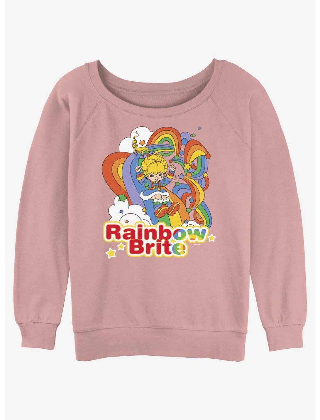 Rainbow Brite Rainbow Tangle Girls Slouchy Sweatshirt, DESERTPNK, hi-res