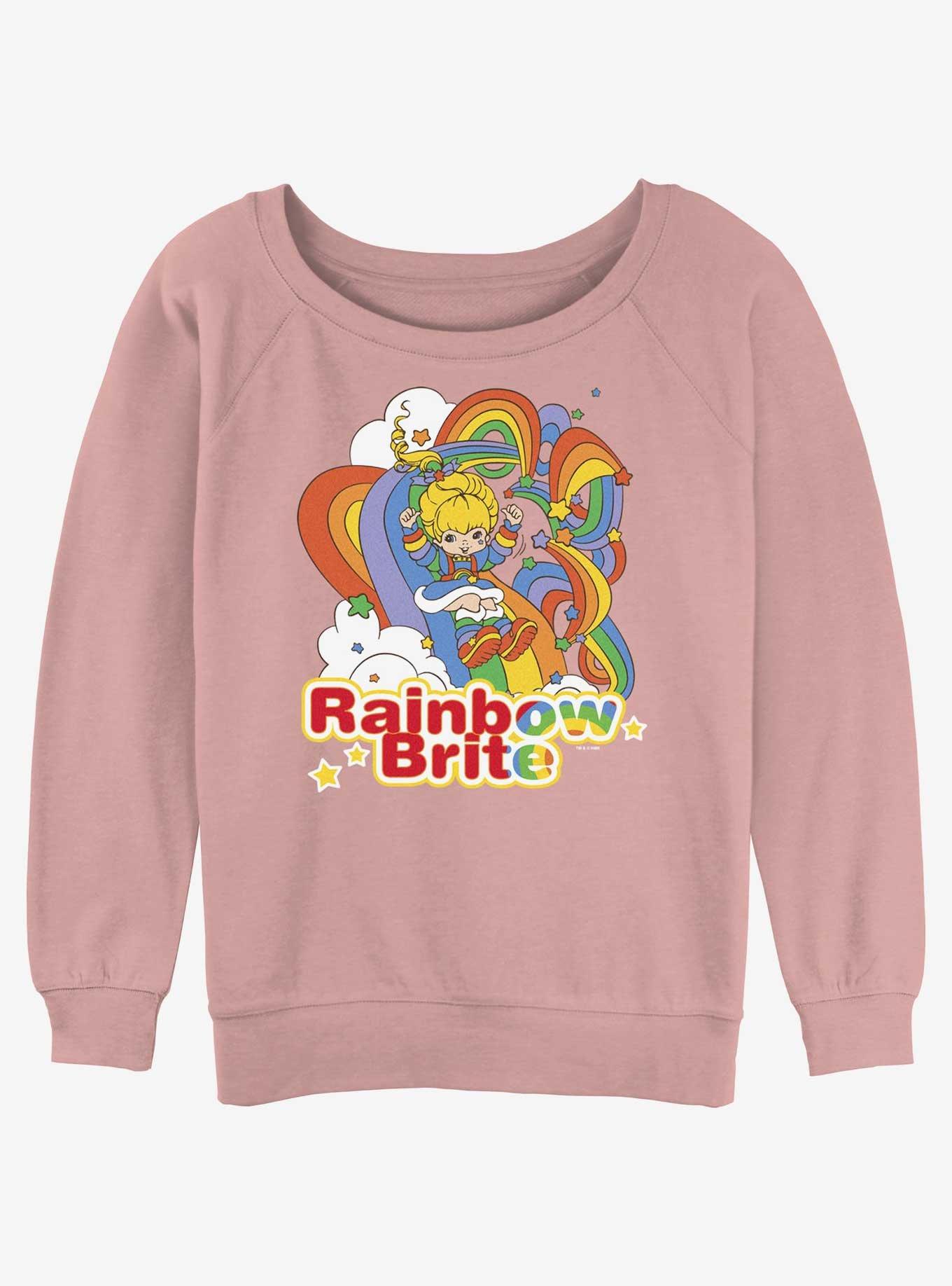 Rainbow Brite Rainbow Tangle Girls Slouchy Sweatshirt, DESERTPNK, hi-res