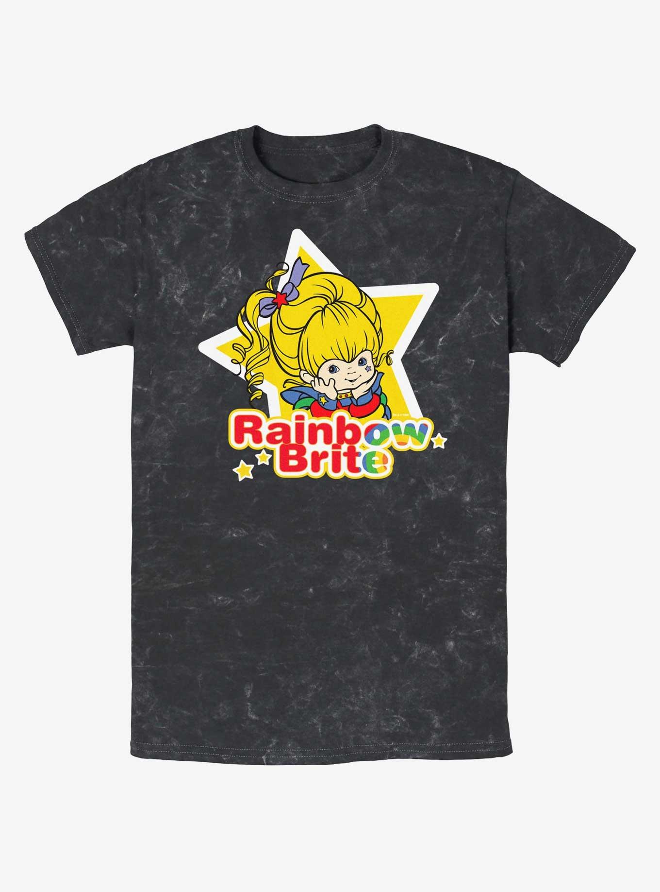 Rainbow Brite Star Badge Mineral Wash T-Shirt, BLACK, hi-res