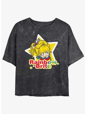 Rainbow Brite Star Badge Girls Mineral Wash Crop T-Shirt, , hi-res