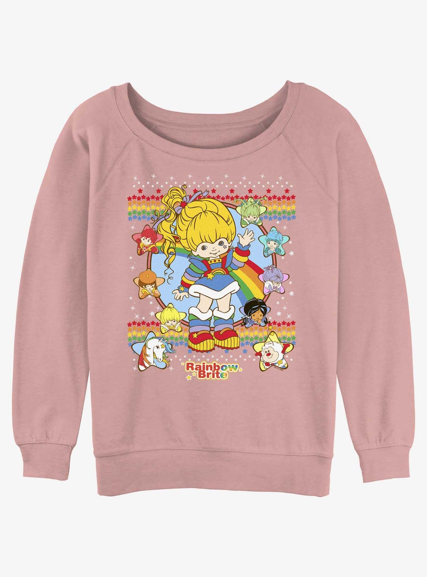 Rainbow Brite Sweater Style Rainbows Girls Slouchy Sweatshirt PINK Hot Topic