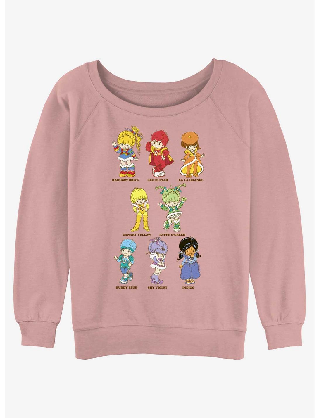 Rainbow Brite Rainbow Friends Girls Slouchy Sweatshirt, DESERTPNK, hi-res