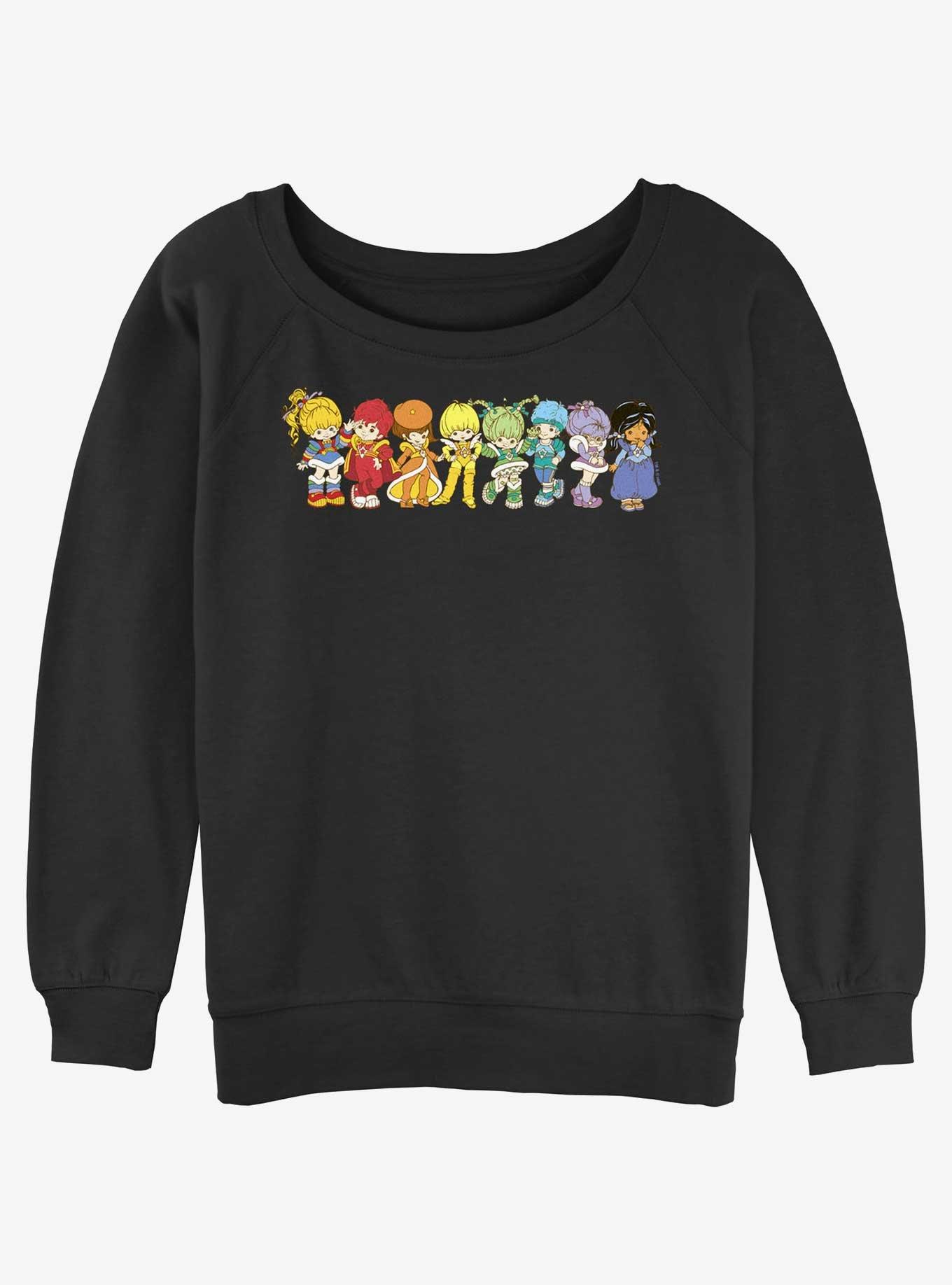 Rainbow Brite Line Up Girls Slouchy Sweatshirt, BLACK, hi-res