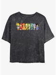 Rainbow Brite Line Up Girls Mineral Wash Crop T-Shirt, BLACK, hi-res