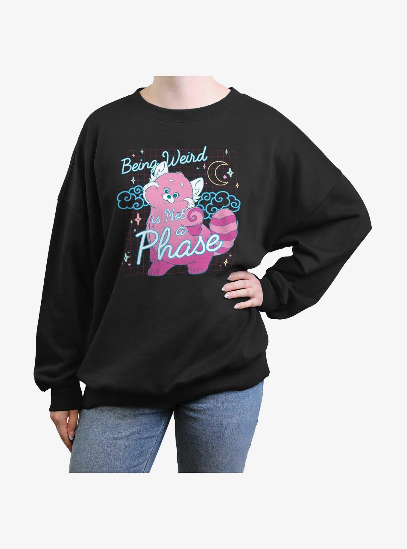 Disney Pixar Turning Red Meilin Being Weird Is Not A Phase Girls Oversized Sweatshirt, BLACK, hi-res