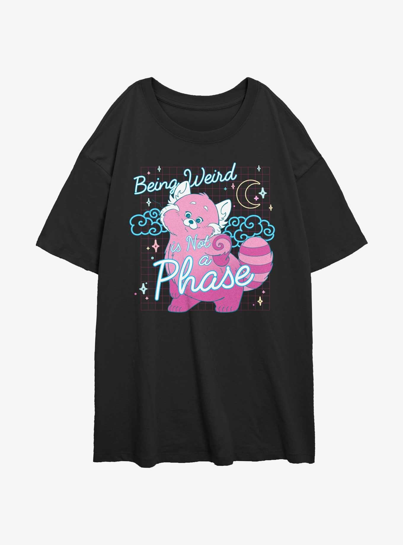 Disney Pixar Turning Red Meilin Being Weird Is Not A Phase Girls Oversized T-Shirt, BLACK, hi-res