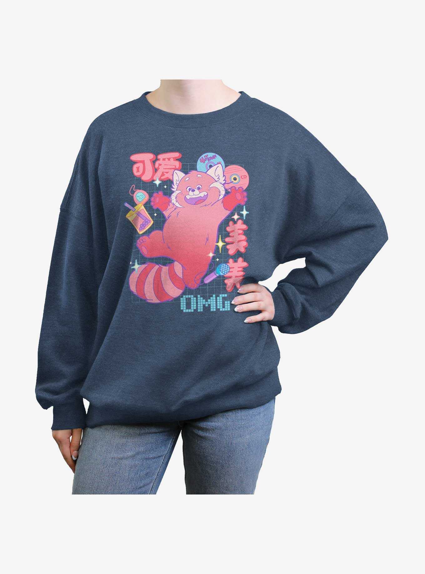 Disney Pixar Turning Red Meilin Panda Schematics Girls Oversized Sweatshirt, , hi-res