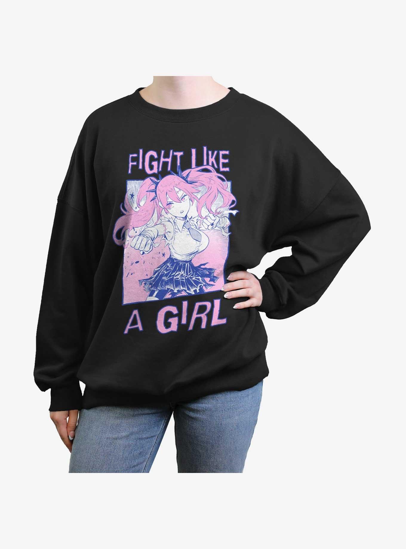 Devil's Candy Fight Like Pandora Girls Oversized Sweatshirt, BLACK, hi-res
