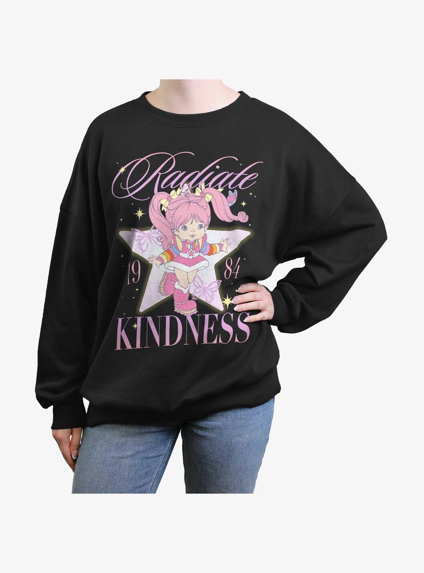 Rainbow Brite Tickled Pink Girls Oversized Sweatshirt, BLACK, hi-res