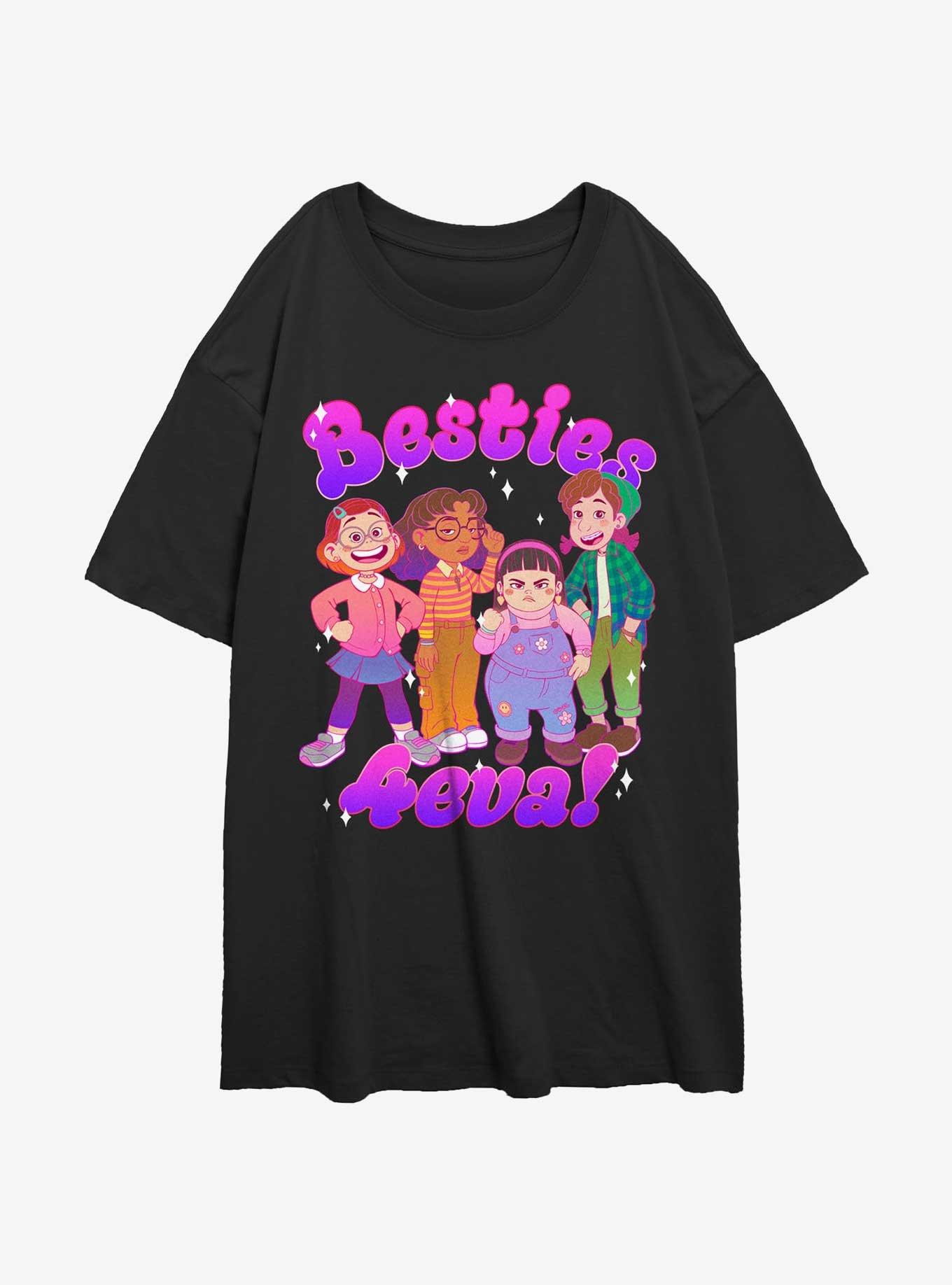 Disney Pixar Turning Red Besties Group Girls Oversized T-Shirt, BLACK, hi-res