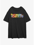 Rainbow Brite Line Up Girls Oversized T-Shirt, BLACK, hi-res