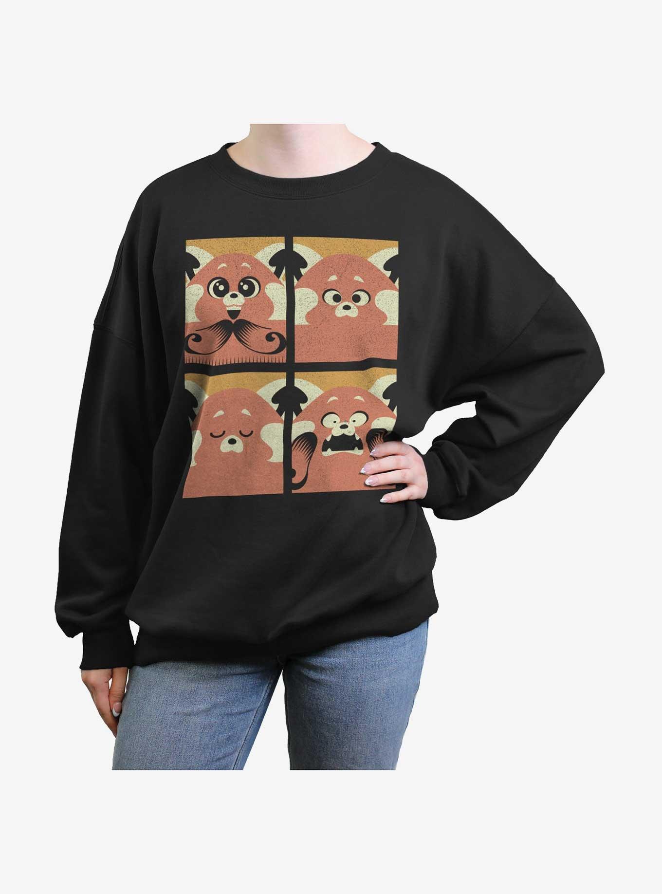 Disney Pixar Turning Red Meilin Panda Grid Girls Oversized Sweatshirt, , hi-res