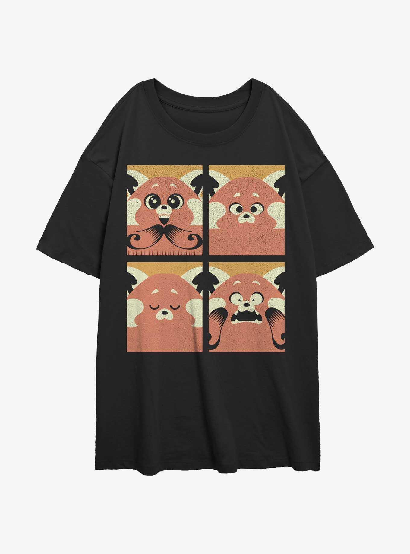 Disney Pixar Turning Red Meilin Panda Grid Girls Oversized T-Shirt, , hi-res